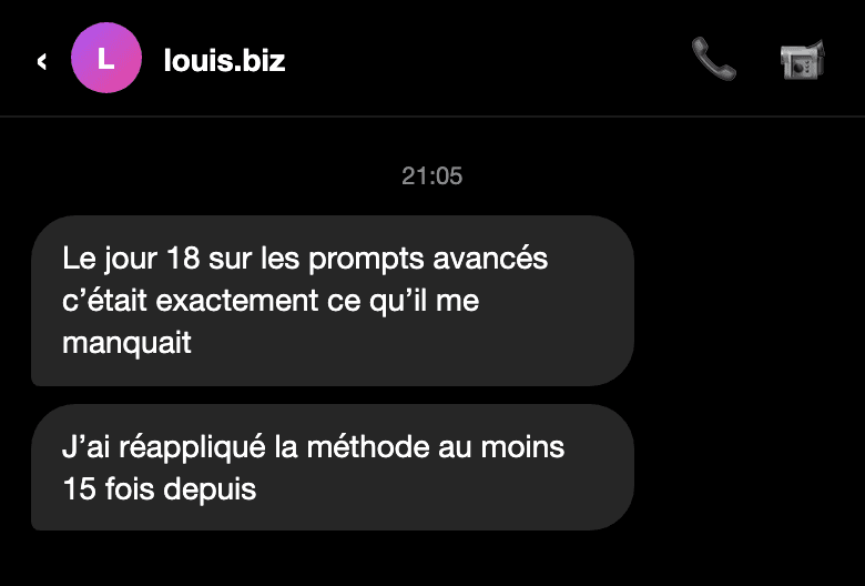 Avis d'un participant au challenge