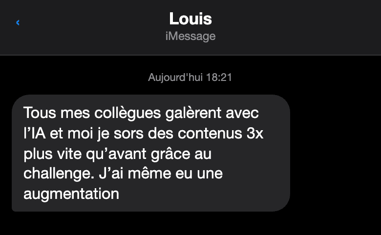 Avis d'un participant au challenge