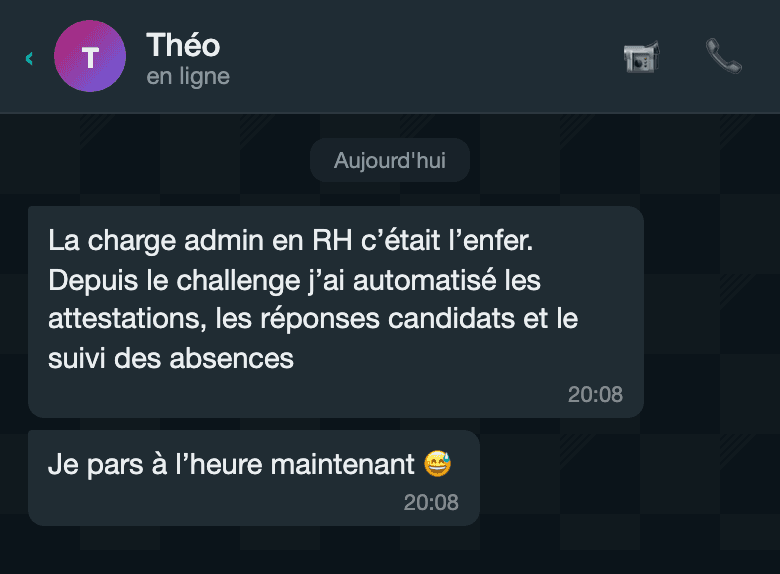 Avis d'un participant au challenge