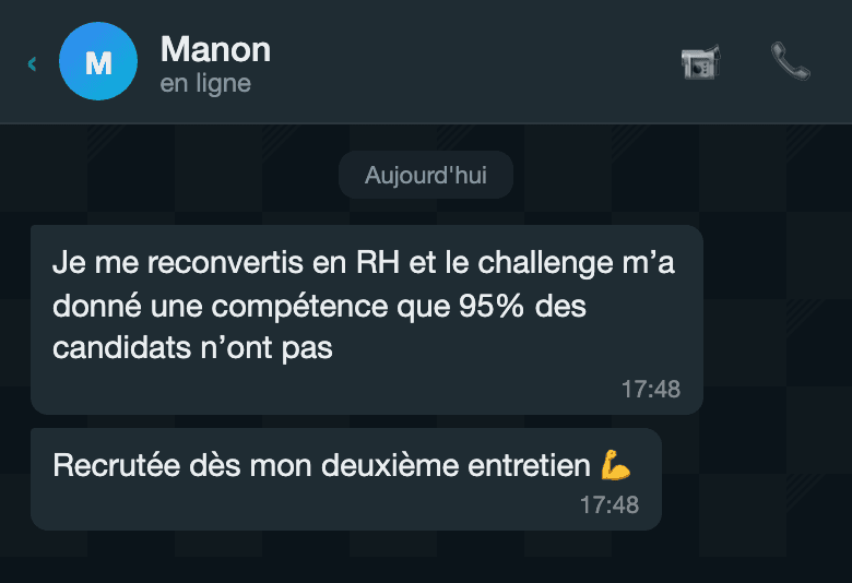 Avis d'un participant au challenge